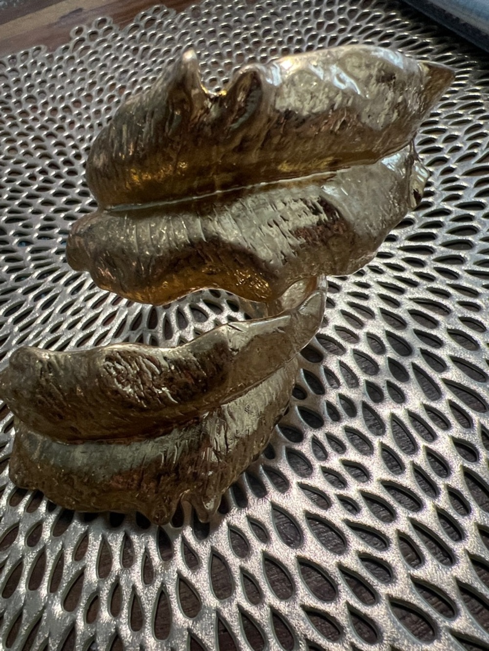 Sculptural Leaf Cuff Bracelet in Metallic Bronze